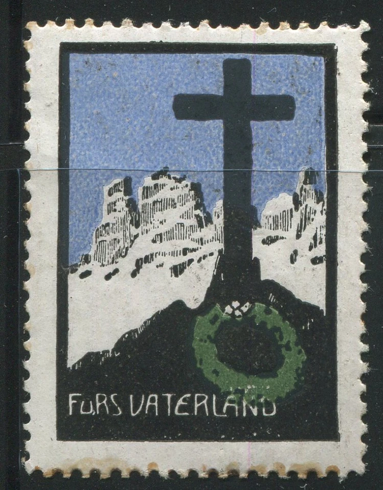 Austria WWI Patriotic Stamp Fürs Vaterland Fatherland Mountain Cross Cinderella - Image 1 of 1