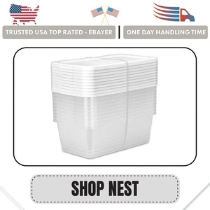 Sterilite 6 Qt Clear Storage Bin, Snap-on White Lid, 10-Pack, Stackable Plastic - Picture 1 of 6