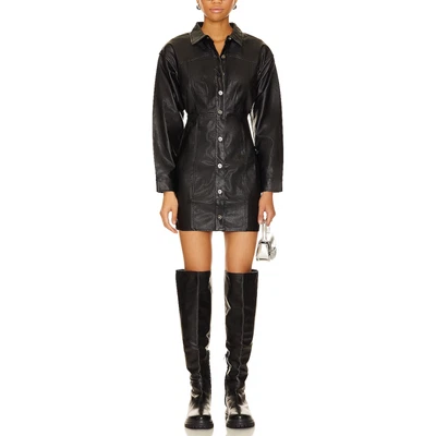 Free People Revolve 'Ámbar' Negro Viscosa Imitación Cuero Mini Talla 8 Foto 1 de 4