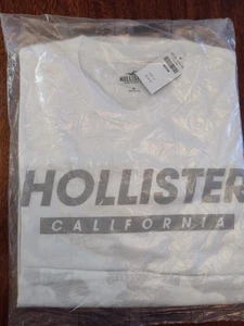 NEW with Tags Men Boys Hollister T-Shirt Size Medium White Grey Camo Logo BNWT - Picture 1 of 10