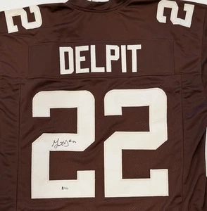 Camiseta deportiva personalizada Grant Delpit Cleveland Browns firmada Beckett BAS autógrafo certificado de autenticidad - Imagen 1 de 4