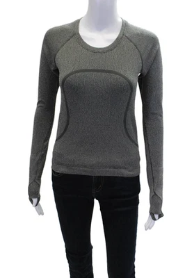Lululemon Womens Metallic Detail Long Sleeve Round Neck Top Gray Size S - Image 1 of 4