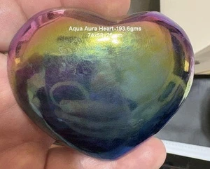 AQUA AURA QUARTZ HEART, 193.6gms, 1/2 lb., WILD COLORS, * NATURAL *, USA SELLER - Picture 1 of 6