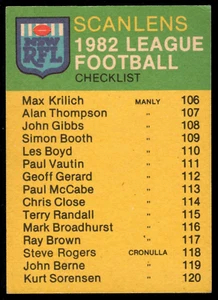 1982 #65 Nathan Gibbs South Sydney Rabbitohs Scanlens rugby league NRL card - Picture 1 of 2
