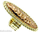 Urban Hip Hop Hammered Gold & Copper Stretch Bling Ring Knuckle Shield