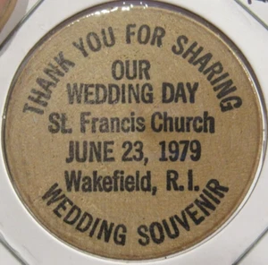 1979 Cichy Gallup Marriage Wakefield, RI níquel de madera - token Rhode Island - Imagen 1 de 2