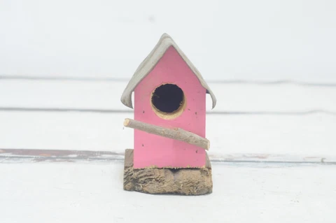Bird House . Hand Made Salvaged Barn Wood Pink Bird House #SO9-22-16 Cover