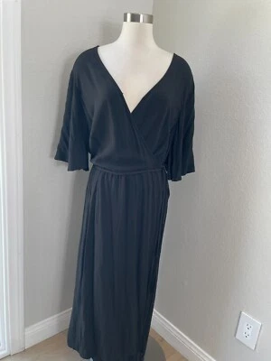 NUEVO Vestido envolvente midi negro 3X Old Navy para mujer manga corta acampanada Foto 1 de 4