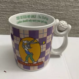 RARE 1997 Mug Cup Bugs Bunny Daffy Duck Rules Of Golf Ball Spins WB Gilmar Phils - Picture 1 of 13