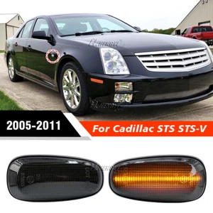 2x Smoked LED For Cadillac STS STS-V 2005-2011 Front Fender Side Marker Lights - Picture 1 of 9