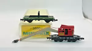 N Scale Minitrix 51 3590 Crane Wagon Set Original Box (B) - Picture 1 of 11