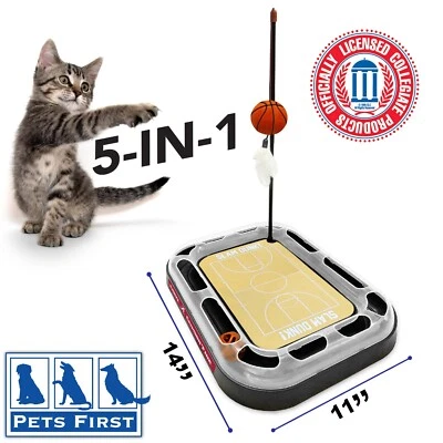 Pets First NCAA Basketball Court Cat Scratching Toy 6-in-1 Toy with Wand Teaser - Image 1 of 3