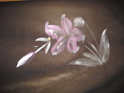 Bufanda de poliéster negra transparente 100 % lujosa pintada a mano tropical Lillie's! Foto 1 de 4