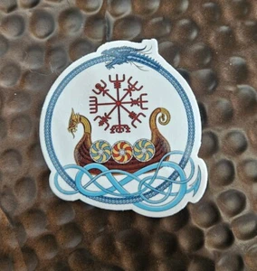 WIKINGER KRIEGSSCHIFF Talisman DRACHE OUROBOROS VEGVISIR undurchsichtiger Aufkleber Vinyl 3 Zoll - Bild 1 von 1
