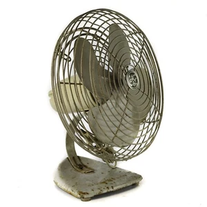 Vintage GE Electric Home Fan Table Top Metal Blades OId Round Small White 15" - Picture 1 of 12