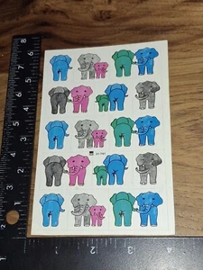 Vintage Stickers, Elephants,colorful,RARE, 1 Sheet, (STKZ4) - Picture 1 of 5