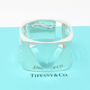 NYJEWEL Tiffany & Co. 925 Silver Donald Claflin LOVE Wide Bangle Bracelet 7.5" - Picture 1 of 8
