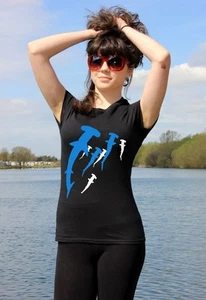 Hammerhead 6 shoal multicolour screen printed SCUBA DIVING SHARK ladies T-shirt - Picture 1 of 4