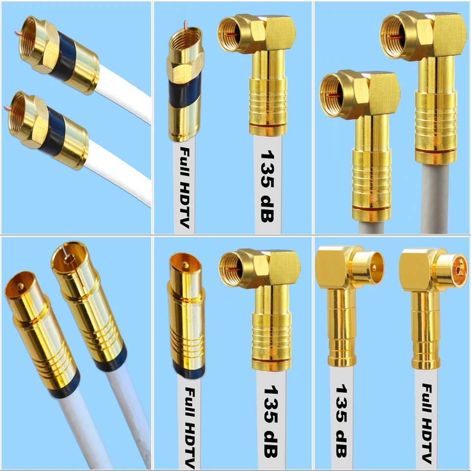 STERNDISCOUNT SAT-TV Kabel 135 dB Antennenkabel F-Stecker Winkelstecker 4K HDTV Koaxialkabel