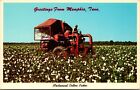 Greetings from Memphis mechanical cotton picker Tennessee Chrome Postcard F2