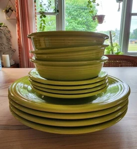 Fiesta 12 PC Classic Dinnerware Set, ( Missing 1 Bowl) Lemongrass - Picture 1 of 6