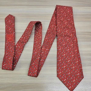 ERMENEGILDO ZEGNA Neck Tie Mens Red Orange Floral Liberty Luxe Old Money ITALY - Picture 1 of 12