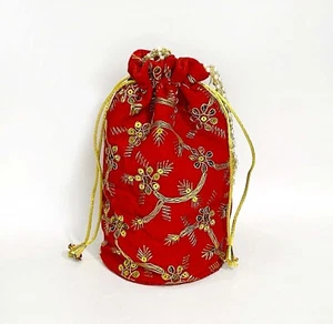 Elegant Indian Potli Bag For Women Rich Indian Texture Indian Handmade - Picture 1 of 4