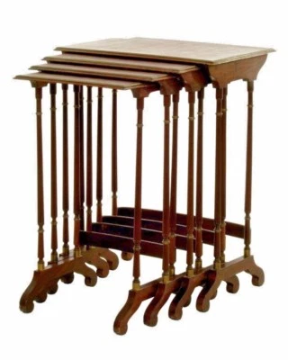 Mesas de cuarteto neoclásicas francesas del siglo XIX de latón y caoba ENVIAR MEJOR VENTA Foto 1 de 4