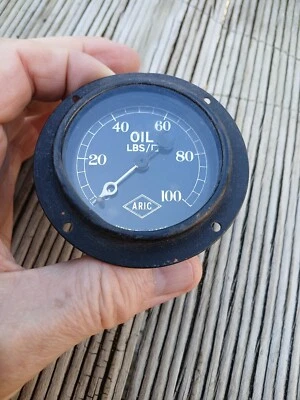 Manómetro de presión de aceite Aric 0-100 psi vintage Bentley Eureka Alvis Smiths. PROBADO Foto 1 de 2