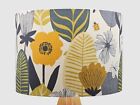 Floral Leaf Yellow Fabric Handmade Drum Lampshade / Lightshade, Lamp or Ceiling