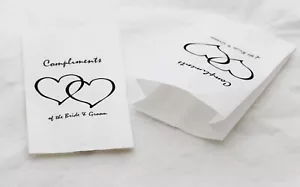 100 Wedding Cake Bag Lolly Bag Grease Proof Bride Groom Message BULK - Picture 1 of 13