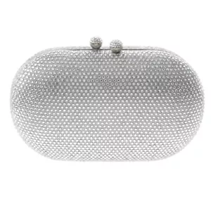 Silver Tone Fashion Satin Rhinestone Clutch Evening Bag BZY221-SIL - Picture 1 of 3