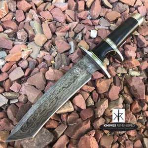 Monogram Custom Damascus Steel Full Tang HUNTING KNIFE Personalized Engraved NIB - Picture 1 of 5