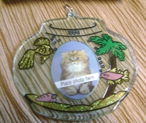 1994- PUNZE ANDENKEN BESONDERER KATZE FOTOHALTER, FISCHNAPF WEIHNACHTSSCHMUCK - Bild 1 von 6