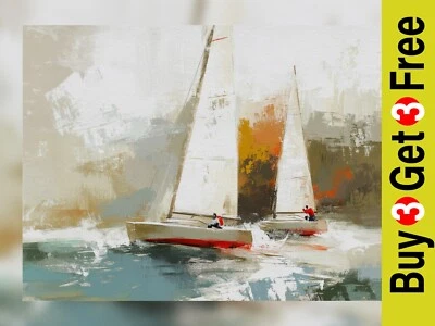 Sailing Adventure Scene 5"x7" Print on Matte Paper | Modern Nautical Artwork - Image 1 of 4