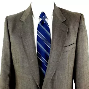 Vintage Pierre Cardin Wool 2 Button Blazer 38L Brown Sharkskin Sport Coat - Picture 1 of 10
