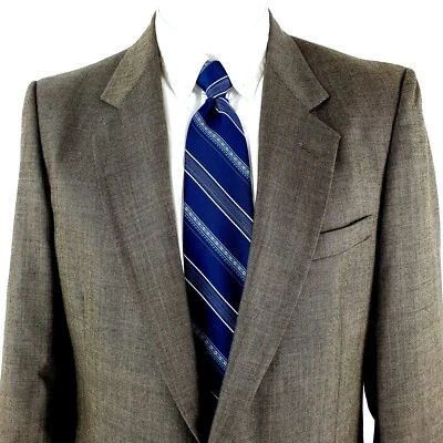 Vintage Pierre Cardin Wool 2 Button Blazer 38L Brown Sharkskin Sport Coat - Image 1 of 4