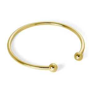 Gold Plated Sterling Silver Adult 65mm Hollow Torque Bangle - Picture 1 of 4