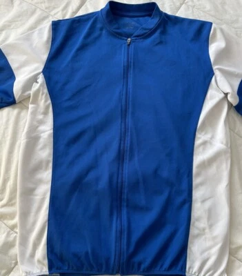 Schwinn Cycling Jersey Mens M  Blue White Full Zip Rear Pockets Polyester - Image 1 of 4