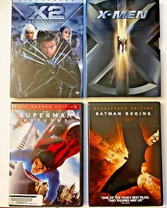 BATMAN BEGINS, X-MEN, X2, SUPERMAN RETURNS * Superhero DVD Lot * FREE SHIPPING - Picture 1 of 2