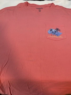 Camisa Margaritaville Para Hombres XL Rosa Playa Palmeras Puesta de Sol Algodón Informal Foto 1 de 4