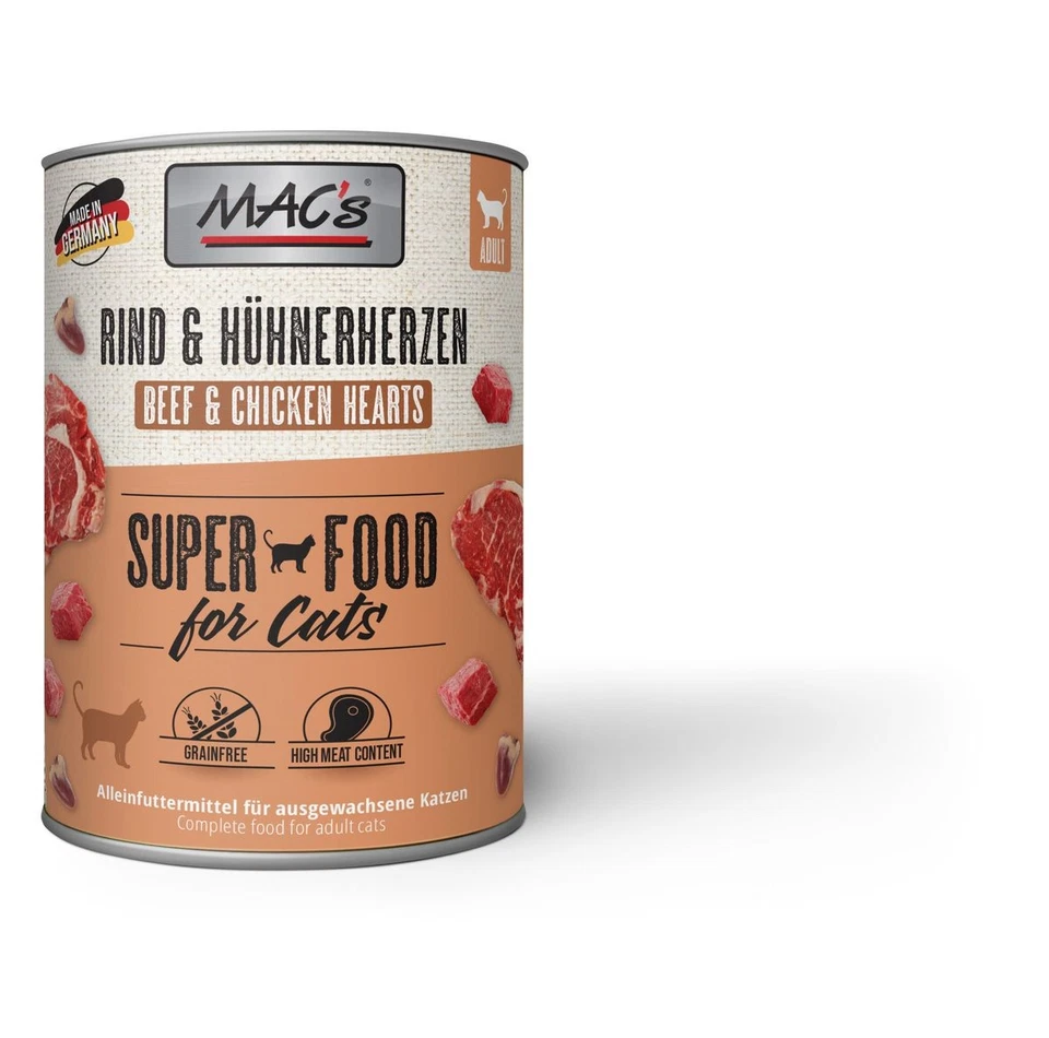 MACs Cat Rind & Hühnerherzen | 6x 800g Katzennassfutter - Bild 1 von 1