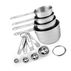 Measuring Cups and Spoons Set (8 Piece), Stainless Steel Measuring&#65292;4 Spoo - Picture 1 of 7