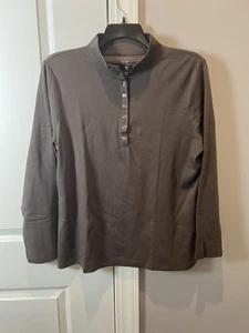 Appleseeds braunes Langarmshirt Oberteil Bluse. Knöpfe. Groß. Neu mit Etikett - Bild 1 von 6