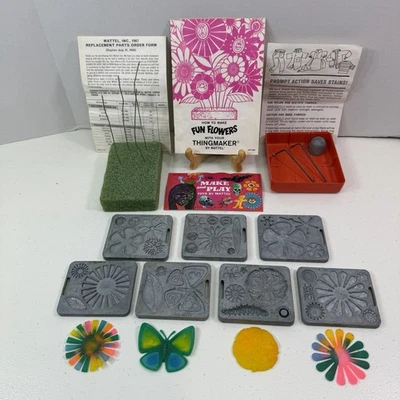 Lote de 7 moldes vintage Mattel Thingmaker Fun Flowers 1966 con folletos herramientas muestras Foto 1 de 4