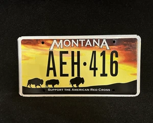 Montana Nummernschild Buffalo Amerikanisches Rotes Kreuz AEH416 abgelaufen Sammlerstück - Bild 1 von 7