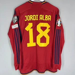 SPAIN NATIONAL TEAM 2022 2023 HOME FOOTBALL SHIRT JERSEY #18 JORDI ALBA LONG - Picture 1 of 7