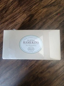 Set of FOUR Williams Sonoma Aplico Classic Whiteware Ramekins Baking Dishes NEW - Picture 1 of 3