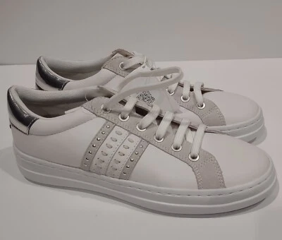 Zapatos Tenis Geox Respira Pontoise Para Mujer Blanco Plateado Cuero Talla 8 Nuevos con Etiquetas Foto 1 de 4