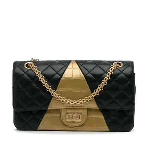 Chanel Medium Croc Embossed Lambskin 2.55 Reissue Double Flap Shouler Bag - Picture 1 of 15